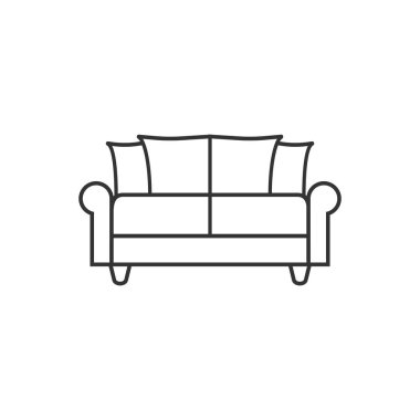 Kanepe simgesi. Vektör çizim, düz tasarım. -Vektör