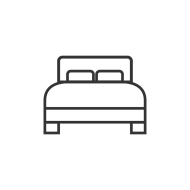 Yatak simgesi. Vektör çizim, düz tasarım. -Vektör
