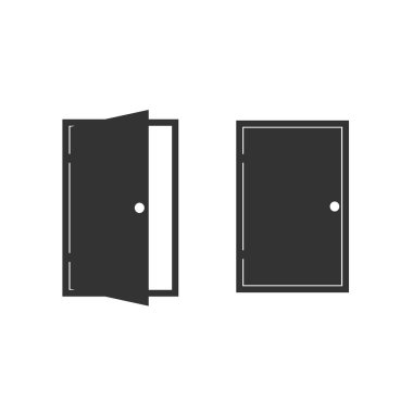 Açık kapı simgesi. Vektör çizim, düz tasarım. -Vektör