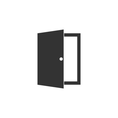 Açık kapı simgesi. Vektör çizim, düz tasarım. -Vektör