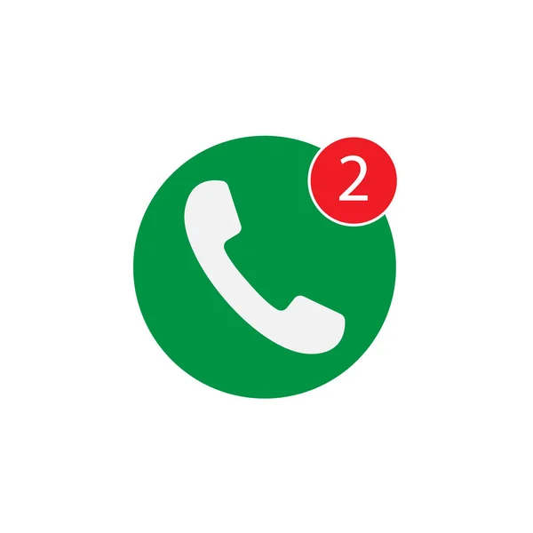 Telefon simgesi, bir çağrı işareti, yeşil arka plan üzerinde beyaz cevapsız. Vektör düz çizim.