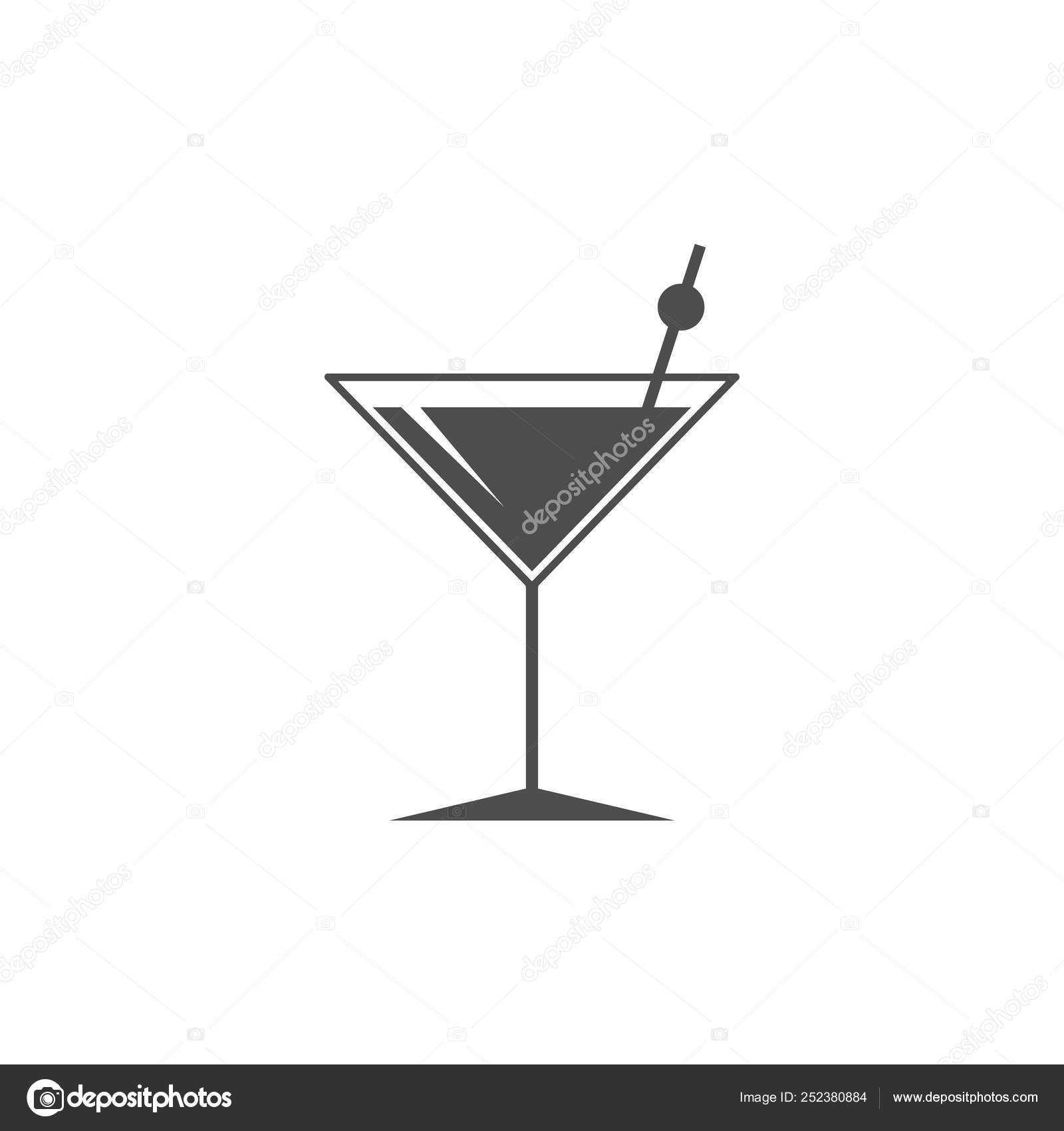 Martini Glass Icon Flat Design Silhouette Stock Vector (Royalty