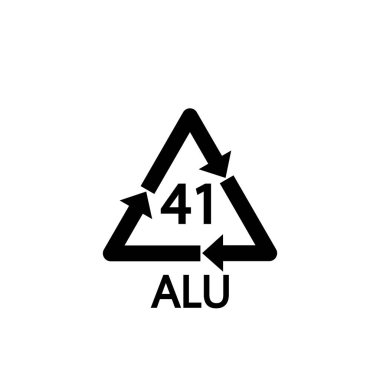 Geri dönüşüm alüminyum Alu 41 sembolü. Vektör çizim. düz
