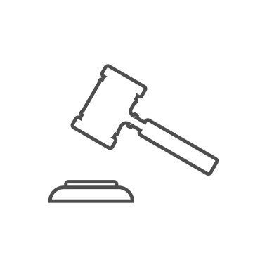 Mahkeme Hammer simgesi. Vektör çizim, düz tasarım.