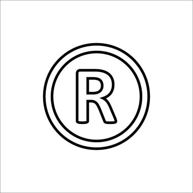 Kayıtlı ticari marka simgesi. Vektör çizim, düz tasarım.