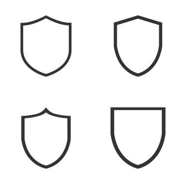 Kalkan kutsal kişilerin resmi. Vektör çizim. Protectoin işareti. Ayarlayın. Düz tasarım.