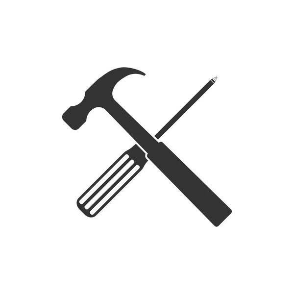 Screwdriver and hammer icon. Vector illustration, flat design. — Stock Vector