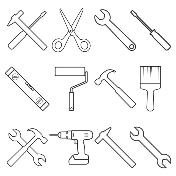 Set di icone degli strumenti. Illustrazione vettoriale, design piatto . — Vettoriale Stock