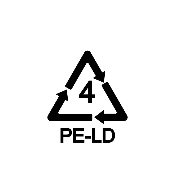 Symbole de recyclage plastique LDPE 4, Code d'identification de la résine Polyéthylène basse densité, illustration vectorielle — Image vectorielle