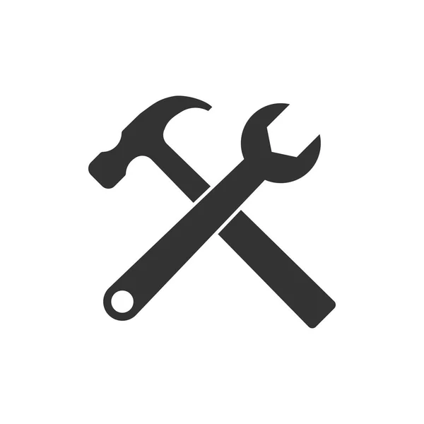 Hammer und Schraubenschlüssel. Vektorillustration, flaches Design. — Stockvektor