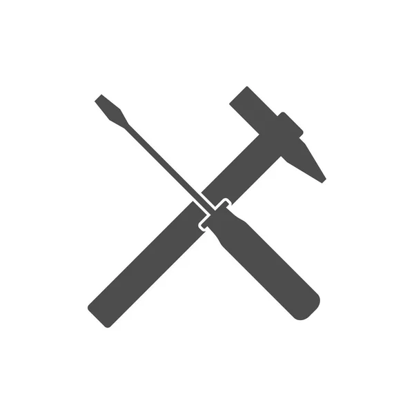 Destornillador e icono de martillo. Ilustración vectorial, diseño plano . — Vector de stock