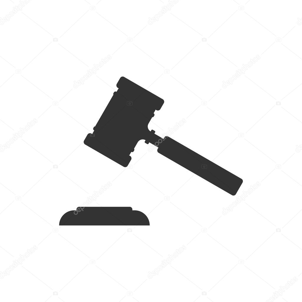 Court Hammer icon. Vector illustration, flat design.
