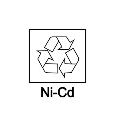 Pil geri dönüşümü, nikel-kadmiyum batarya, vektör çizim, işareti.