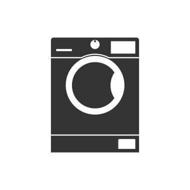 Çamaşır makinesi simgesi. Vektör çizim, düz tasarım.