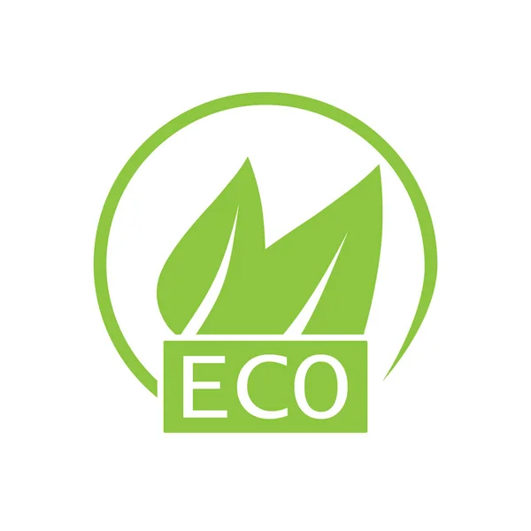 Hoja verde, icono Eco. Ilustración vectorial, diseño plano . — Vector de stock