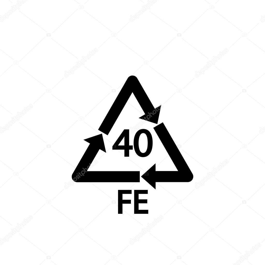 Steel recycling symbol FE 40 , metals recycling code FE 40 , vector