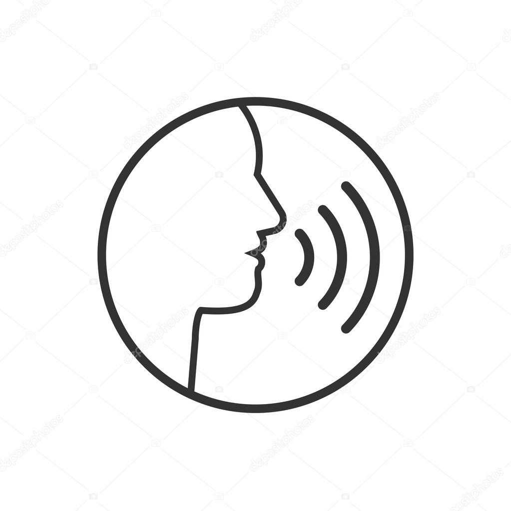 Vector illustration, flat design. Head talk speaking icon