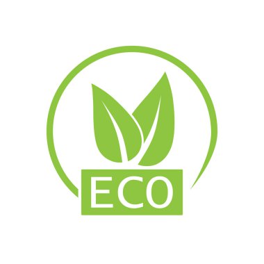 Yaprak yeşil çevre simgesi. Vektör çizim, düz tasarım.