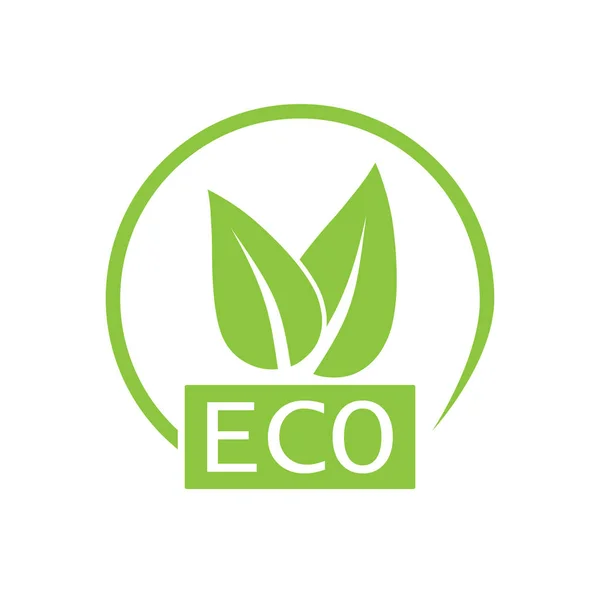 Groene blad, Eco-pictogram. Vectorillustratie, platte ontwerp. — Stockvector
