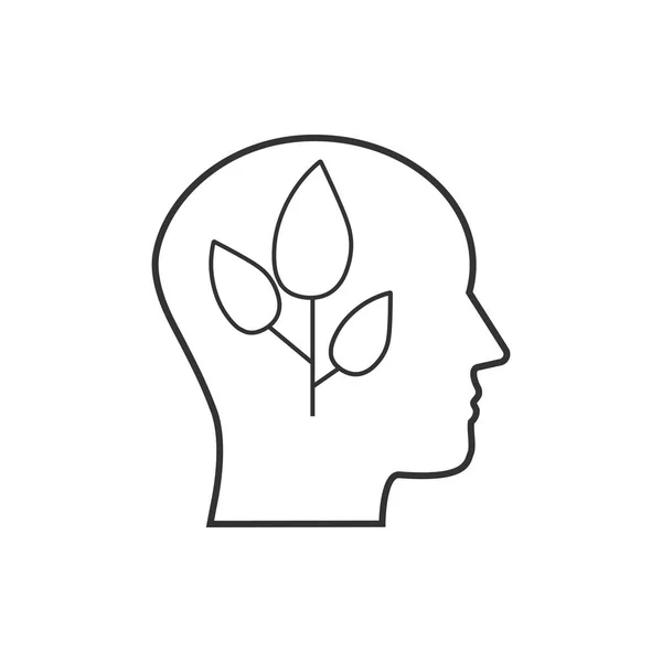 Голова, икона экологического мышления. Векторная иллюстрация, плоский дизайн . — стоковый вектор