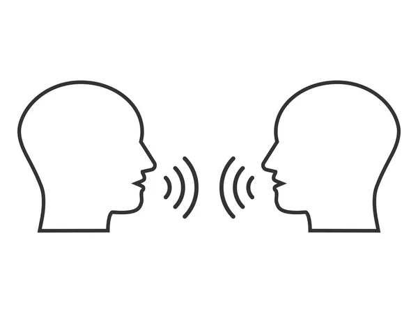头, 人, 听和说话图标。向量例证, 平面设计. — 图库矢量图片