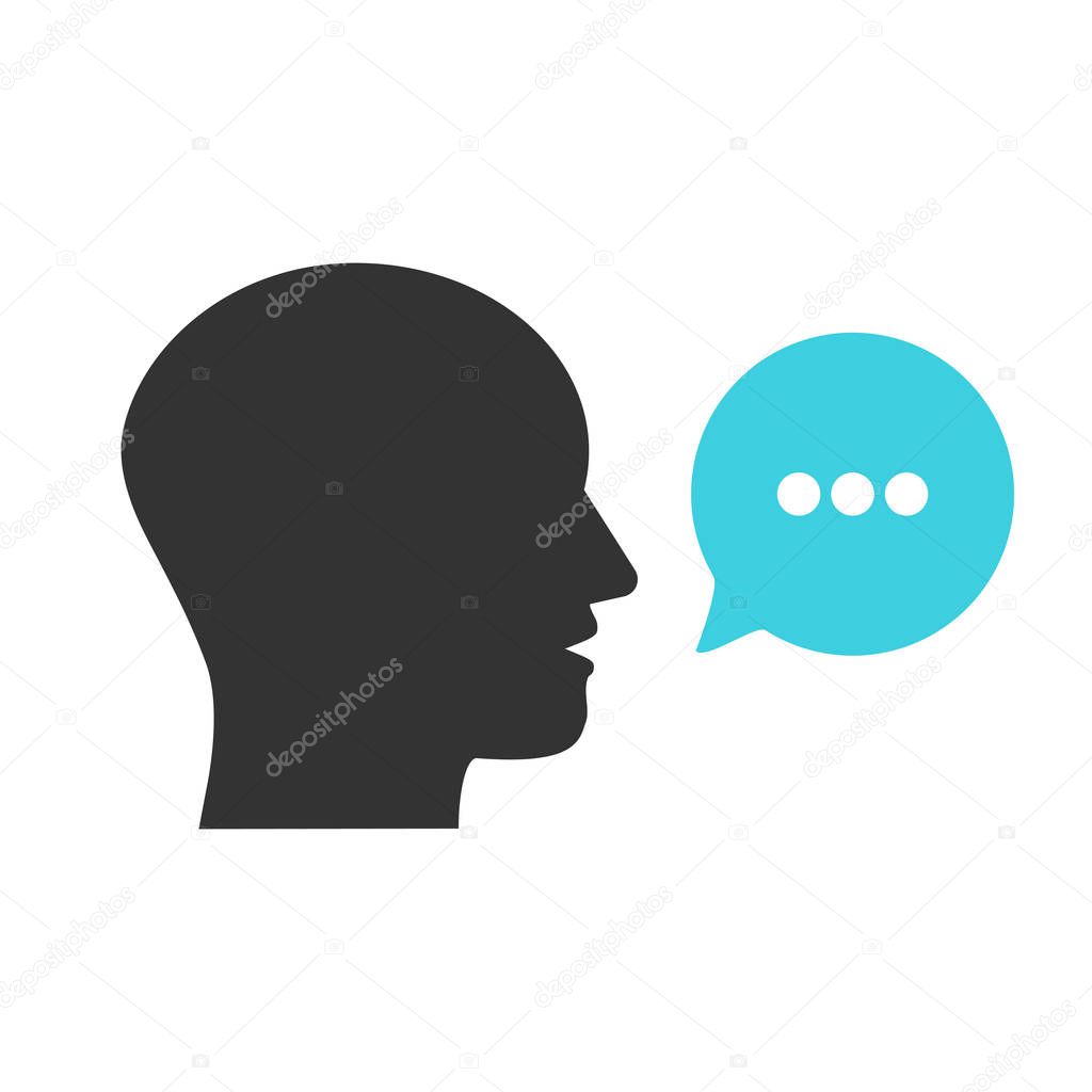 Head, talk, speaking icon. Vector illustration, flat design.