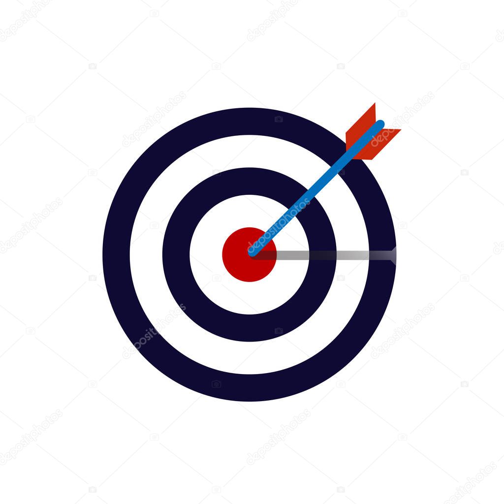 Vector illustration, flat design. Bow, center focus target icon