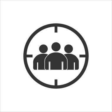 İzleyici, insanlar hedef simgesi. Vektör illüstrasyon, düz tasarım.