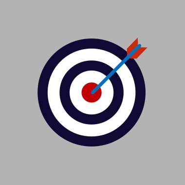 Yay, Merkezi, odak, hedef simgesini. Vektör çizim, düz tasarım.