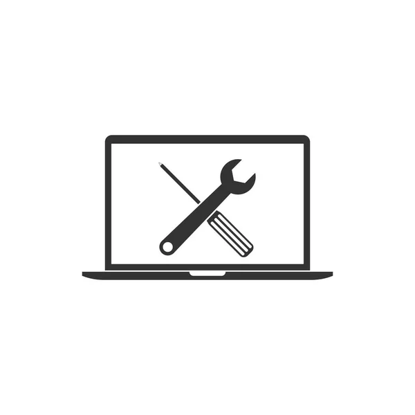 Reparatur, Service, Laptop-Symbol. Vektorillustration, flaches Design — Stockvektor