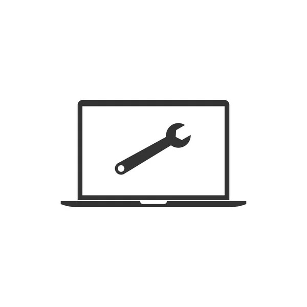 Reparação, serviço, ícone laptop. Ilustração vetorial, design plano — Vetor de Stock