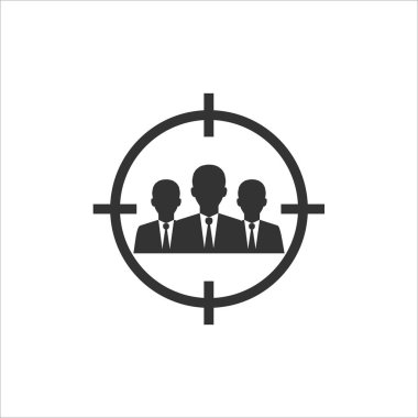 İzleyici, insanlar hedef simgesi. Vektör illüstrasyon, düz tasarım.