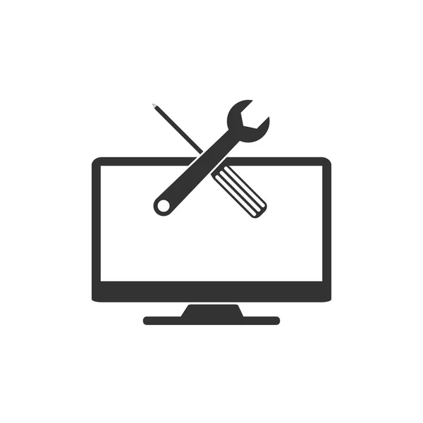 Repair, service computer icon. Vector illustration, flat design. — Stock Vector