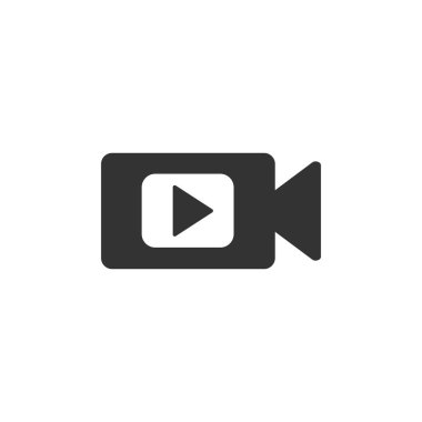 Video kamera simgesi. Vektör illüstrasyon, düz tasarım.