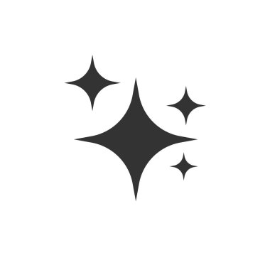 Parıltı, yıldız simgesi. Vektör illüstrasyon, düz tasarım.