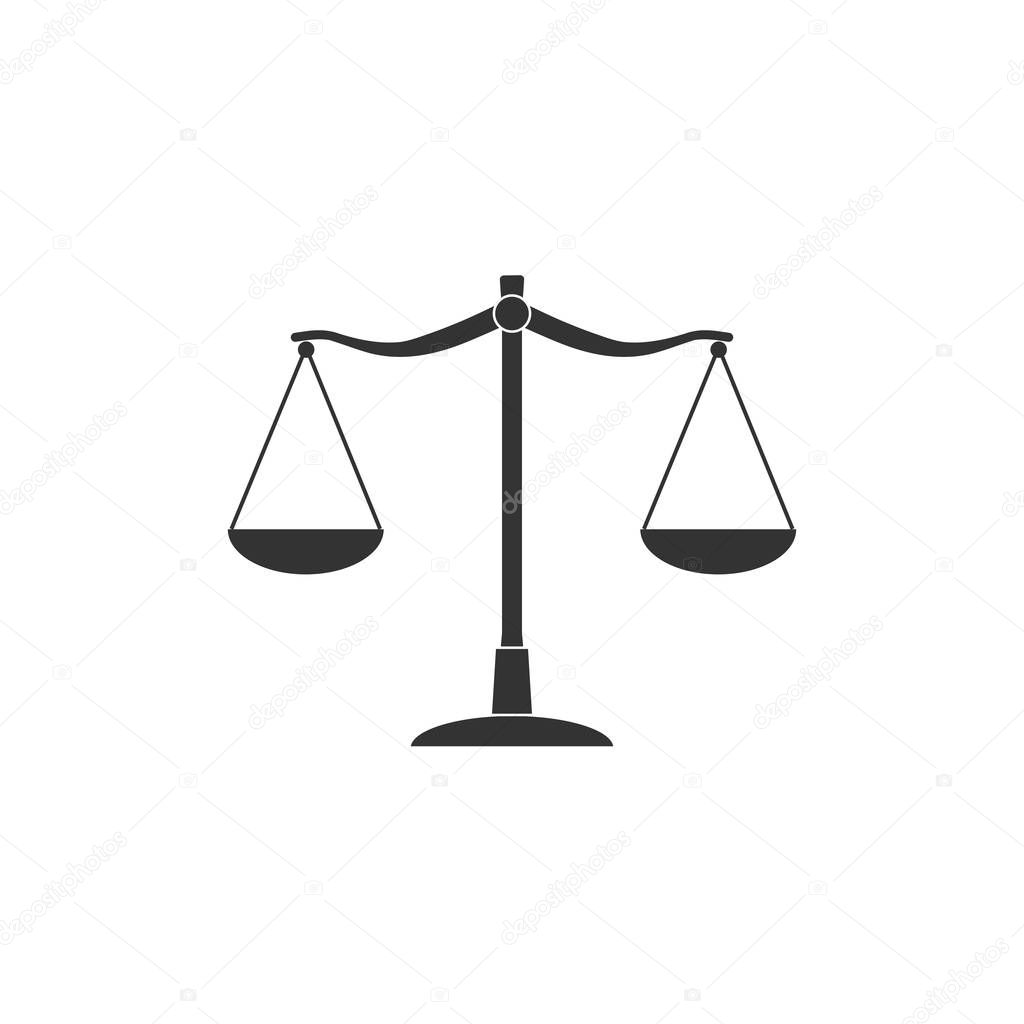 Vector illustration, flat design. Balance scale icon