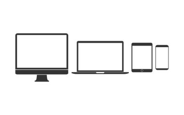 Elektronik cihazlar Icon set. Vektör çizim, düz tasarım.
