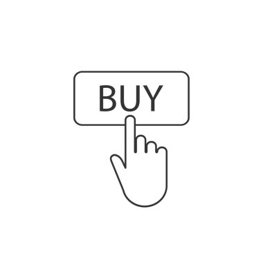 Şimdi satın al düğmesi, tıklayın, web sitesi öğesi. Vektör çizimi.