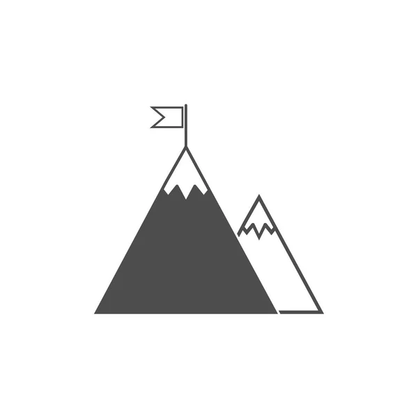 Flagga, berg, startikon. Vektor illustration, platt design. — Stock vektor