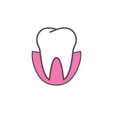 Diş Simgesi, diş bakımı simgesi. Vektör illüstrasyon, düz tasarım.