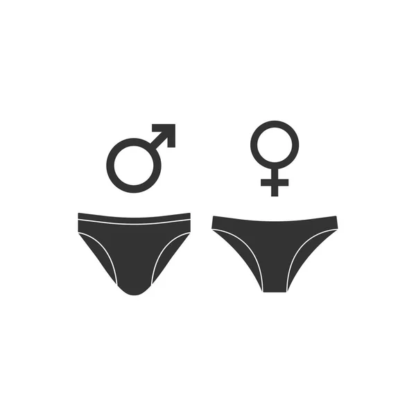 남성, 여성 속옷, 성별 아이콘. 벡터 일러스트레이션, 플랫 디자인. — 스톡 벡터