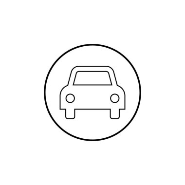 Araba, ulaşım, trafik simgesi. Vektör illüstrasyon, düz tasarım.