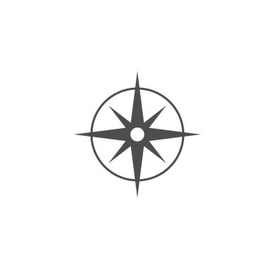 Pusula, pusula gül, navigasyon simgesi. Vektör illüstrasyon, düz tasarım.