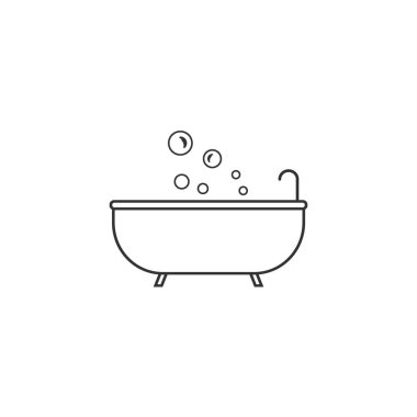 Banyo, banyo, duş simgesi. Vektör illüstrasyon, düz tasarım.