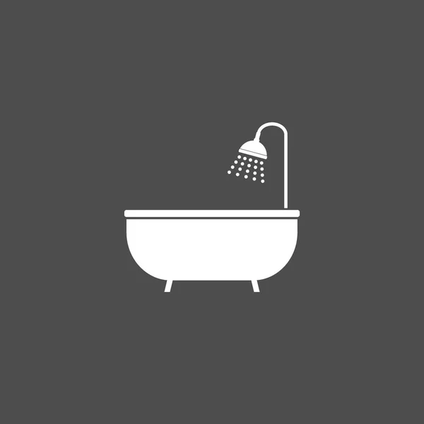 Badewanne, Badezimmer, Duschsymbol. Vektorillustration, flaches Design. — Stockvektor