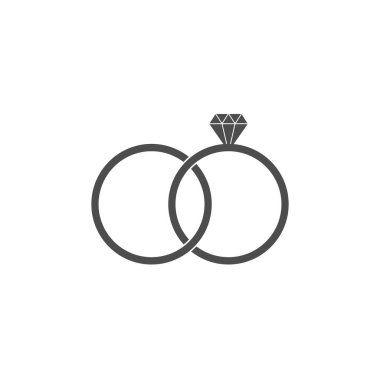 Düğün halkası simgesi. Vektör Illustration, düz tasarım.