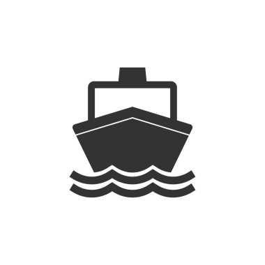 Tekne, yelken, yelken, gemi, yat simgesi. Vektör Illustration, düz tasarım.