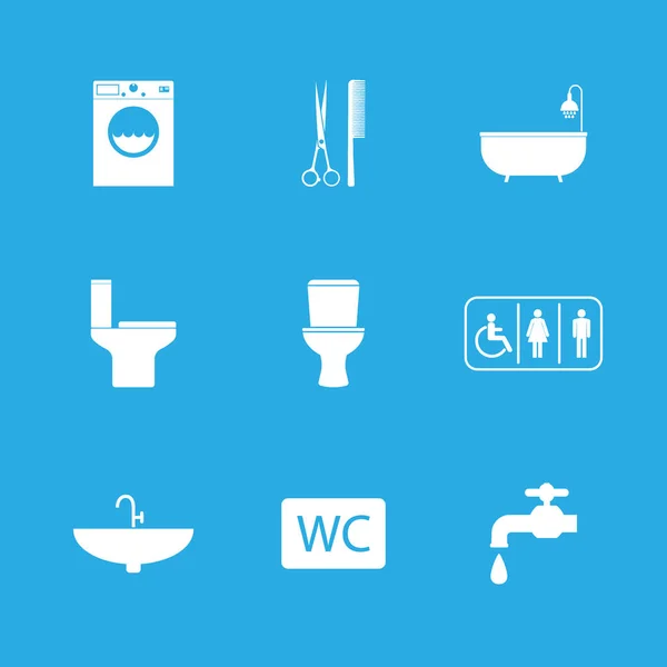 Toilettes, salle de bains icône ensemble. Illustration vectorielle, design plat . — Image vectorielle