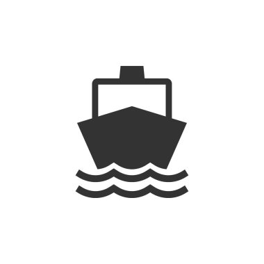 Tekne, yelken, yelken, gemi, yat simgesi. Vektör Illustration, düz tasarım.