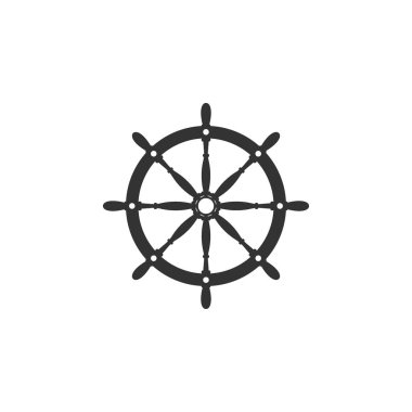 Gemi direksiyon simidi. Vektör Illustration, düz tasarım.